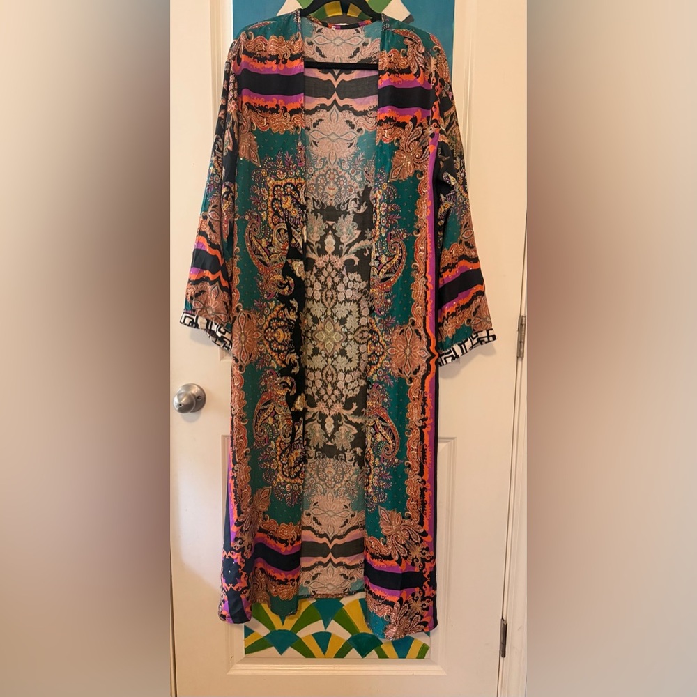 Beautiful COMPLETELY Rhinestoned Statement Duster/Kimono-M
